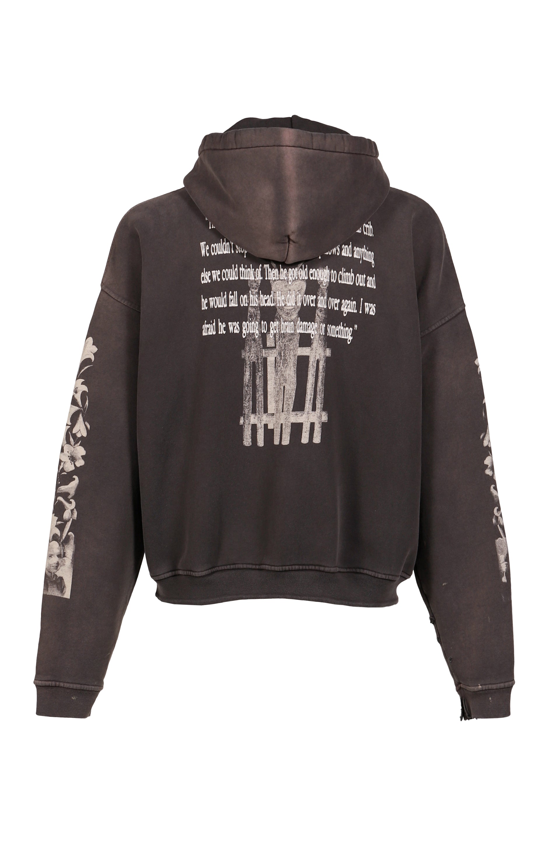 HEAD AGAINST THE BARS HOODIE / WASHED BLK