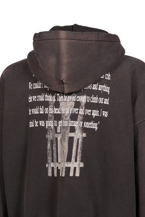 HEAD AGAINST THE BARS HOODIE / WASHED BLK