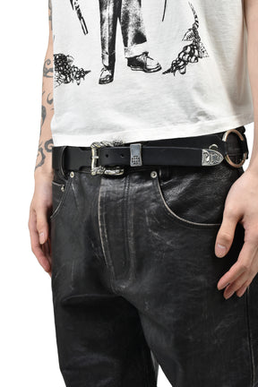 CLASSIC ROSE DOUBLE RING BELT / BLK