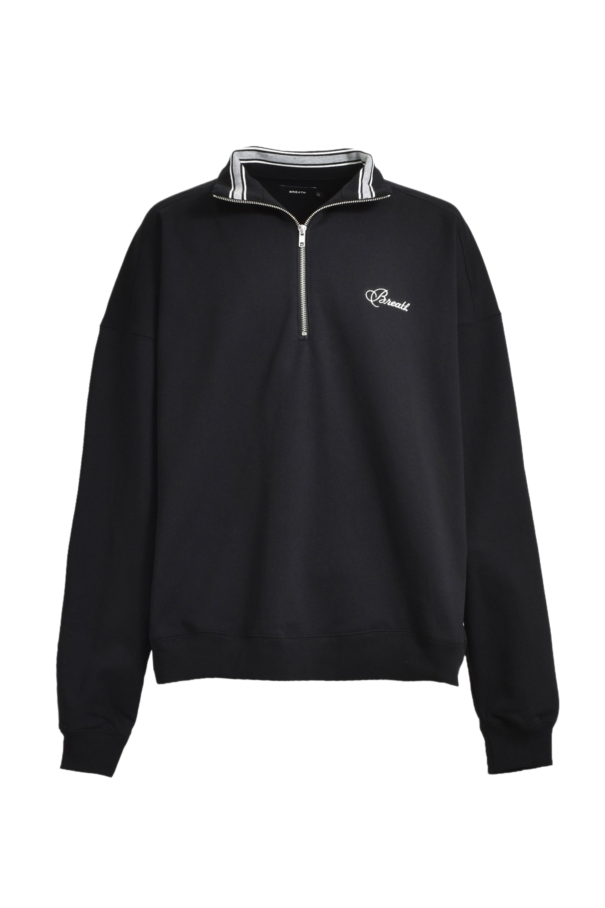 BREATH ブレス FW24 SCRIPT LOGO HALF ZIP SWEAT / BLK - NUBIAN