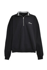 SCRIPT LOGO HALF ZIP SWEAT / BLK