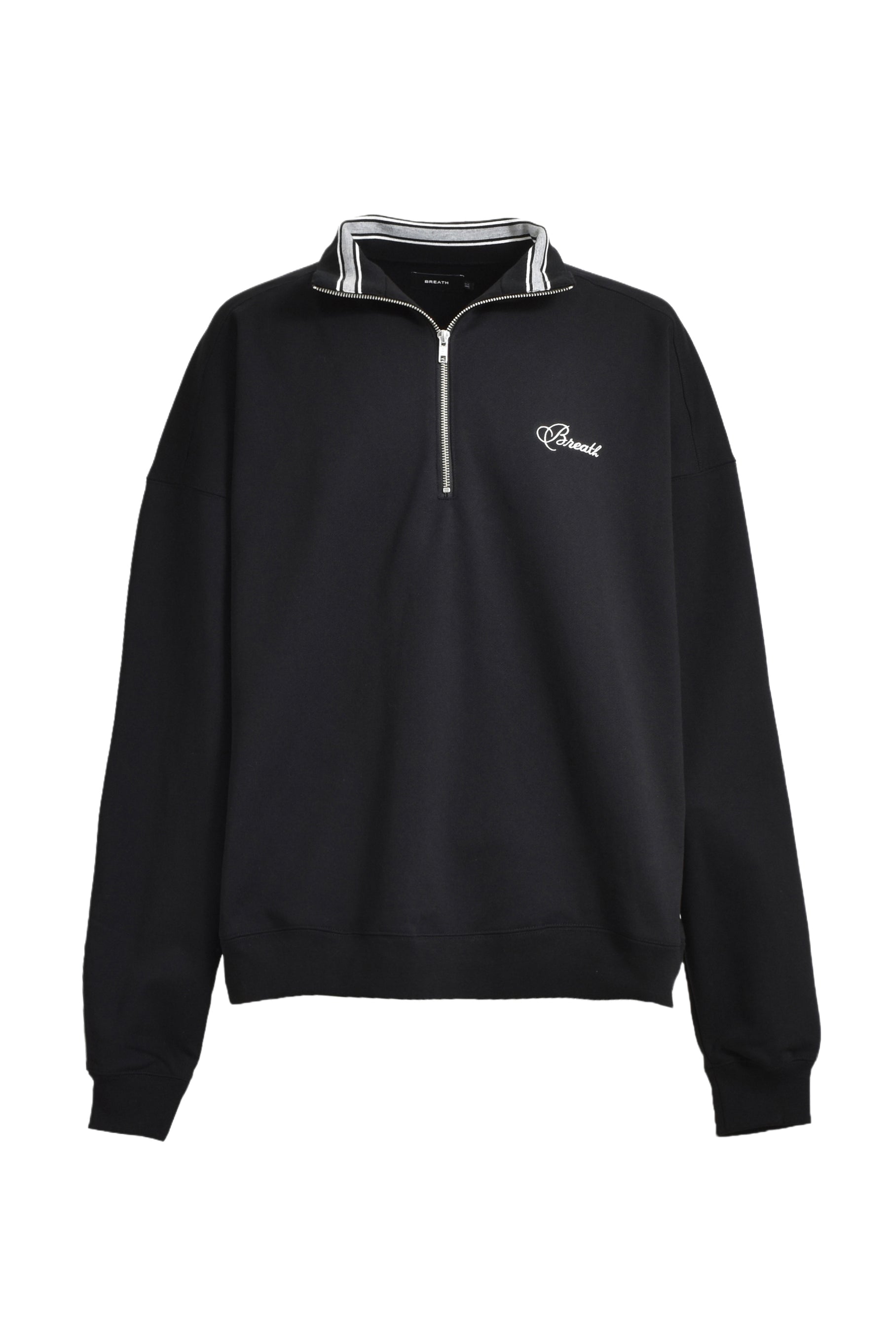 SCRIPT LOGO HALF ZIP SWEAT / BLK