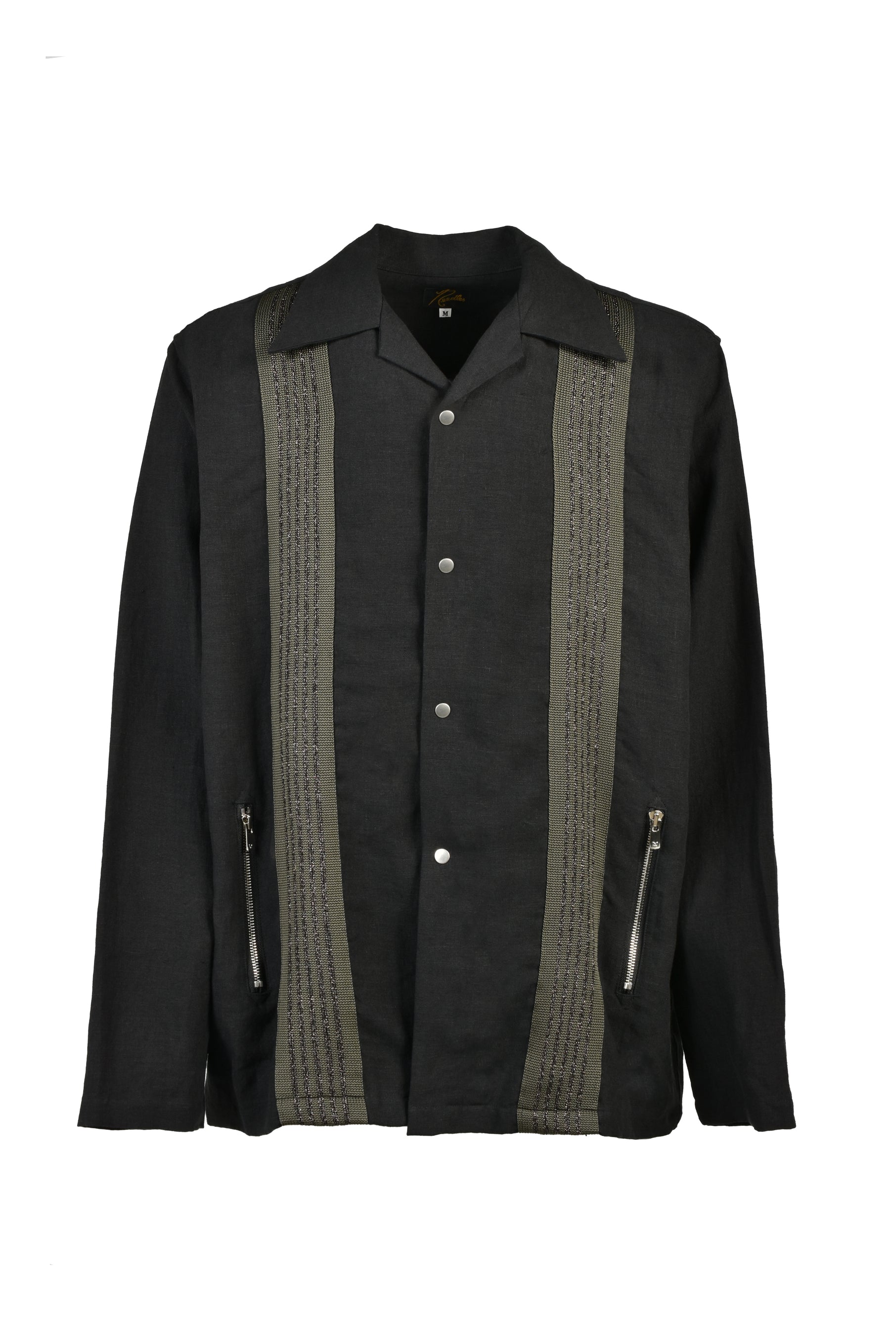TRACK L/S OPEN COLLAR SHIRT - COTTON LINEN ( 20TH EXCLUSIVE) / BLK