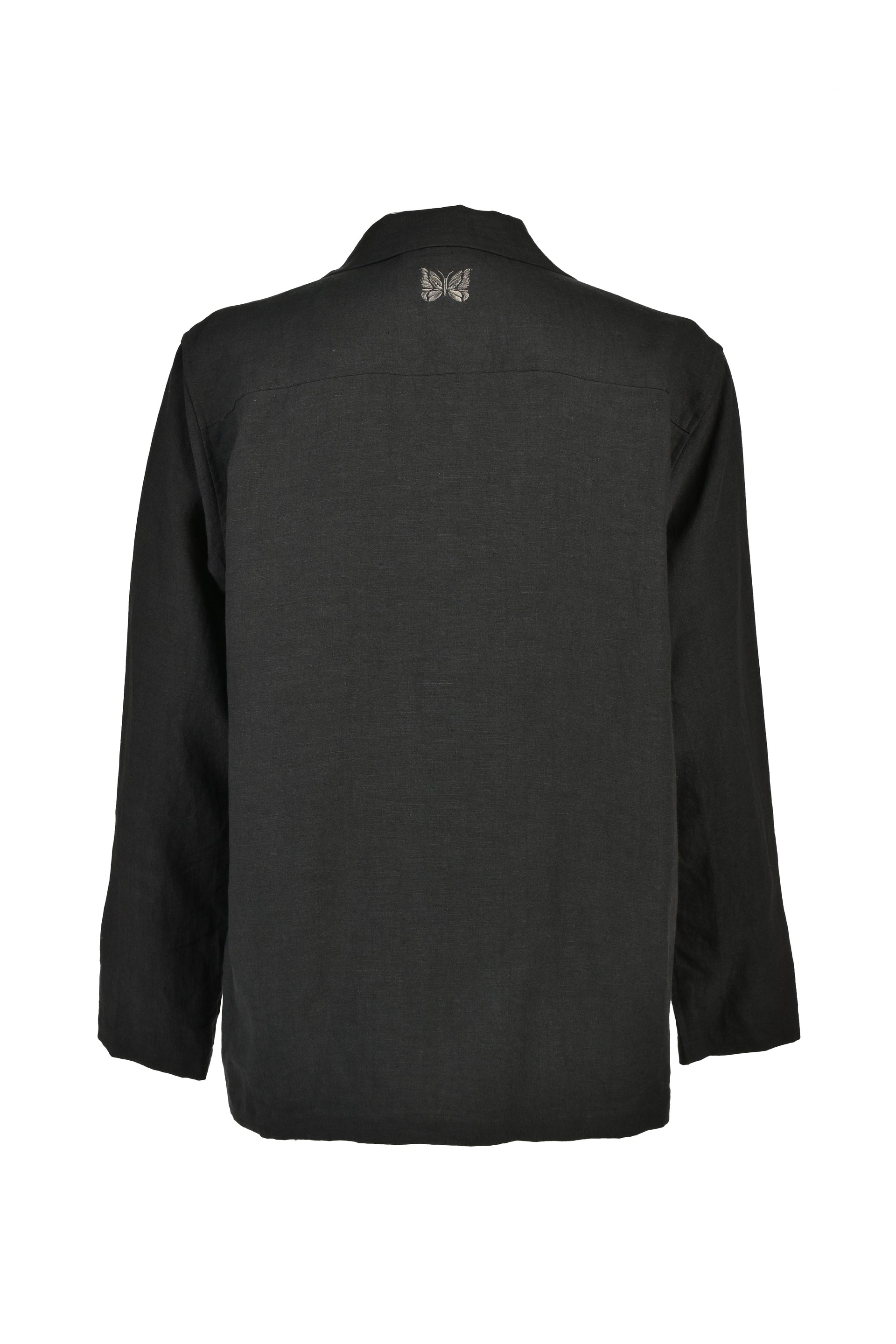 TRACK L/S OPEN COLLAR SHIRT - COTTON LINEN ( 20TH EXCLUSIVE) / BLK