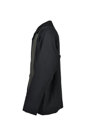 TRACK L/S OPEN COLLAR SHIRT - COTTON LINEN ( 20TH EXCLUSIVE) / BLK
