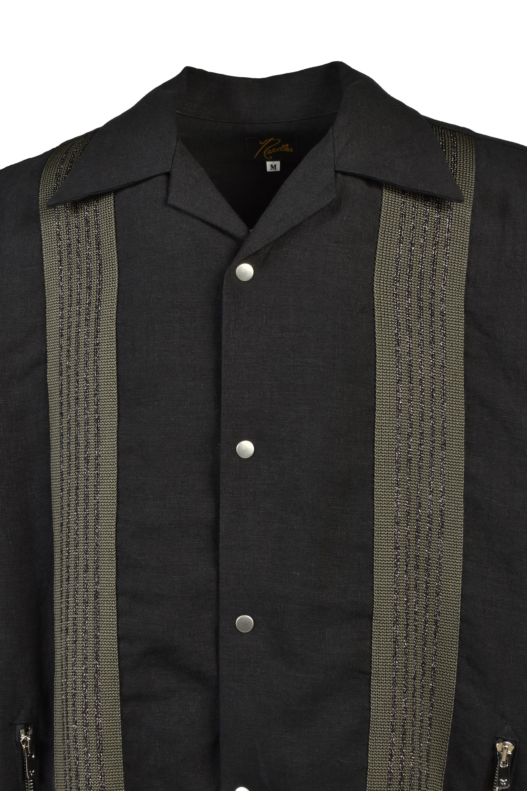 TRACK L/S OPEN COLLAR SHIRT - COTTON LINEN ( 20TH EXCLUSIVE) / BLK