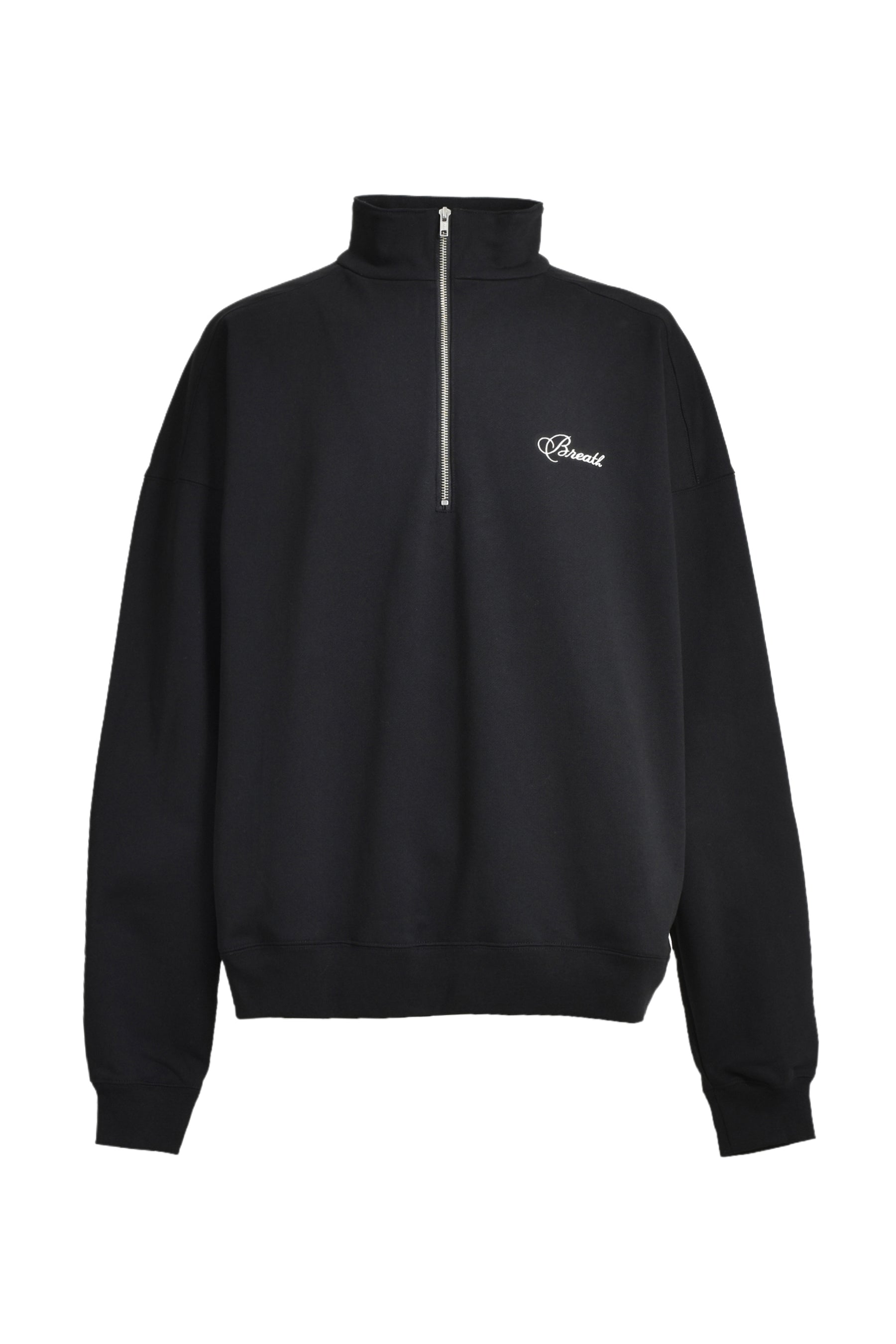 SCRIPT LOGO HALF ZIP SWEAT / BLK