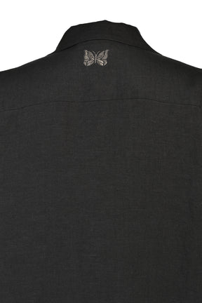 TRACK L/S OPEN COLLAR SHIRT - COTTON LINEN ( 20TH EXCLUSIVE) / BLK