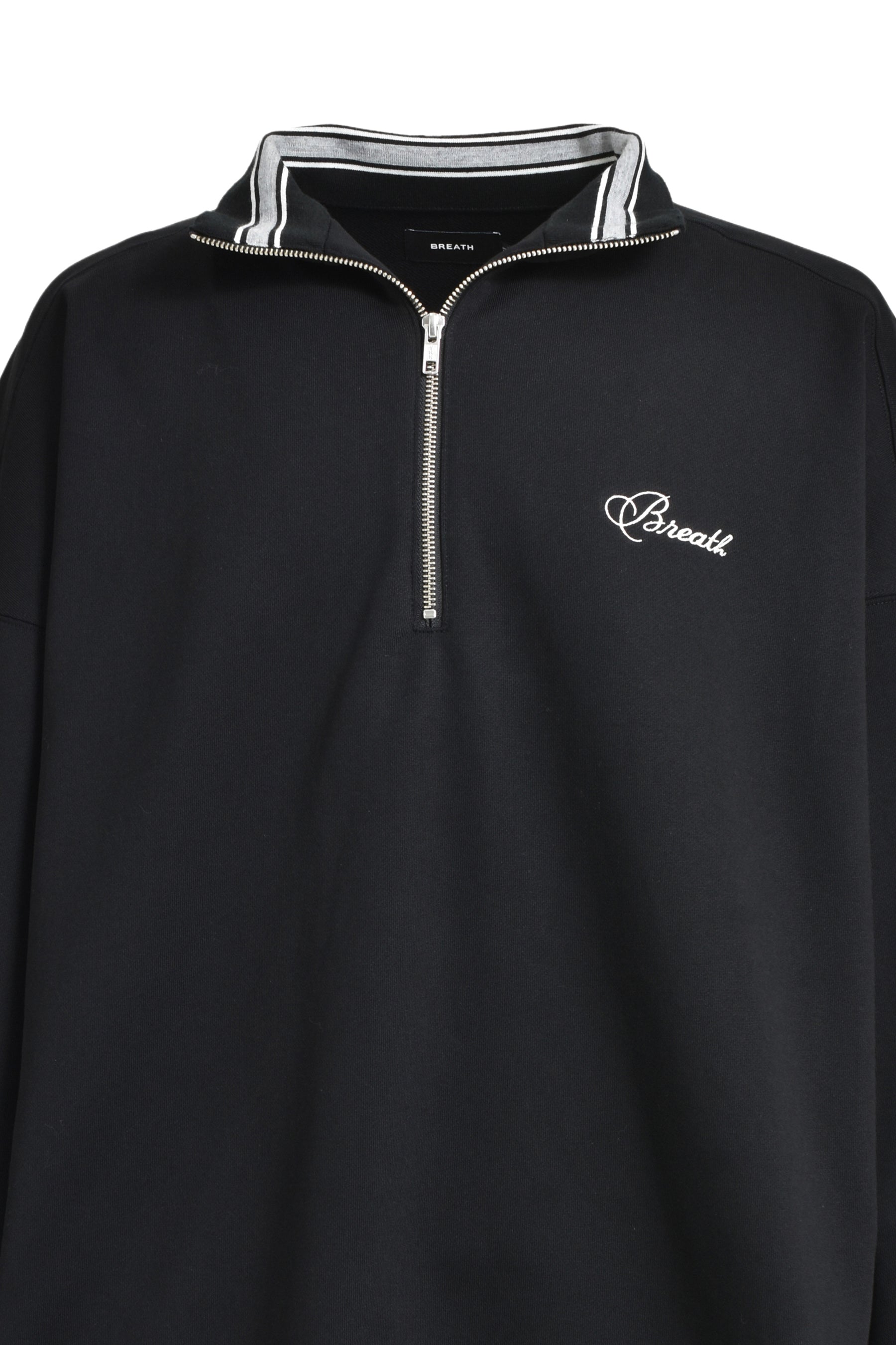 SCRIPT LOGO HALF ZIP SWEAT / BLK