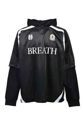 BH LOGO LAYERED GAME SHIRT HOODIE / BLK