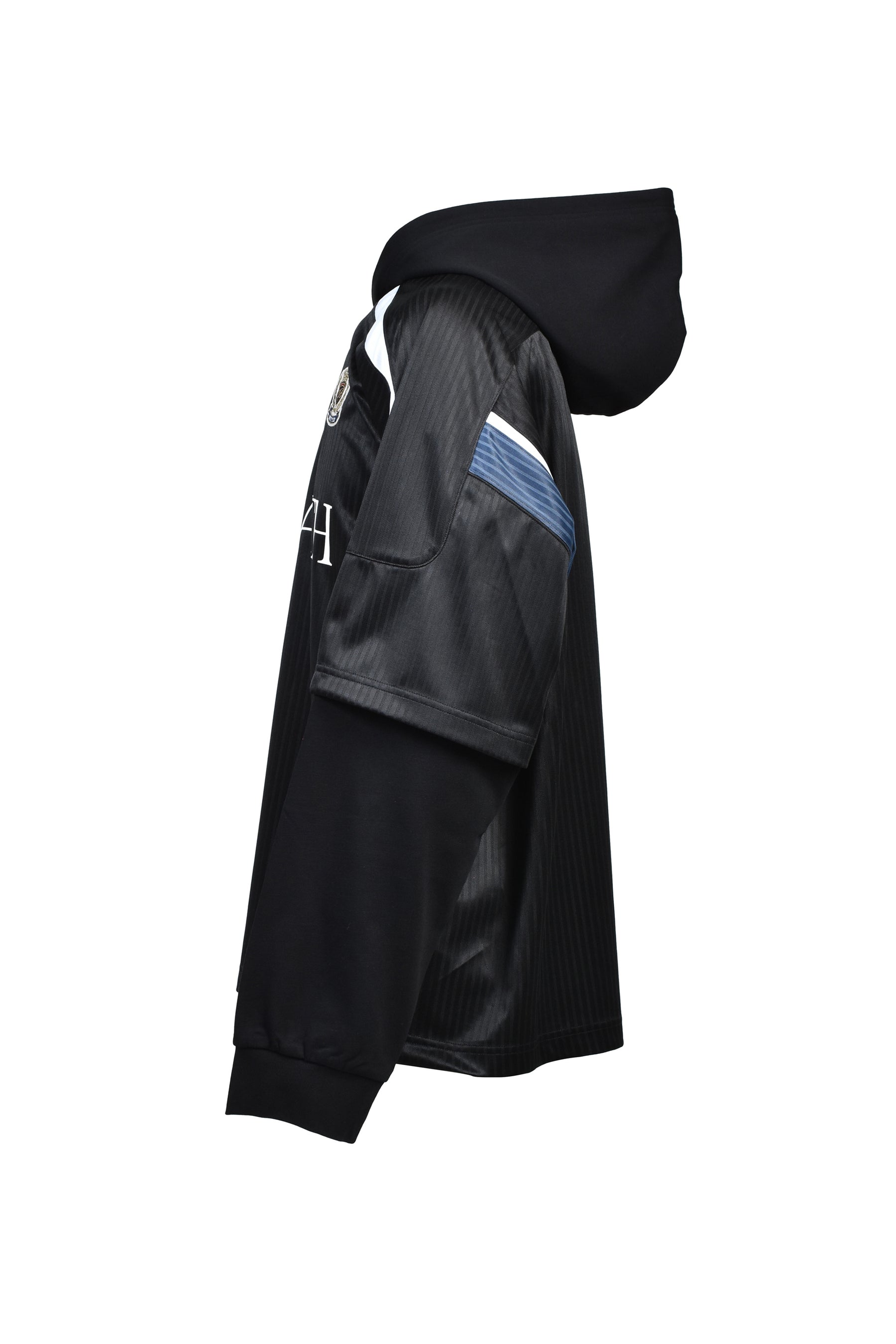 BH LOGO LAYERED GAME SHIRT HOODIE / BLK