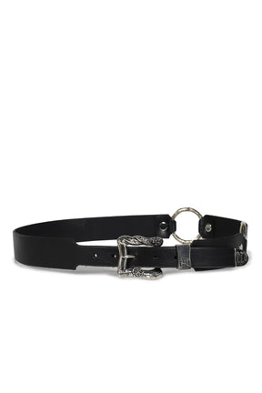 CLASSIC ROSE DOUBLE RING BELT / BLK