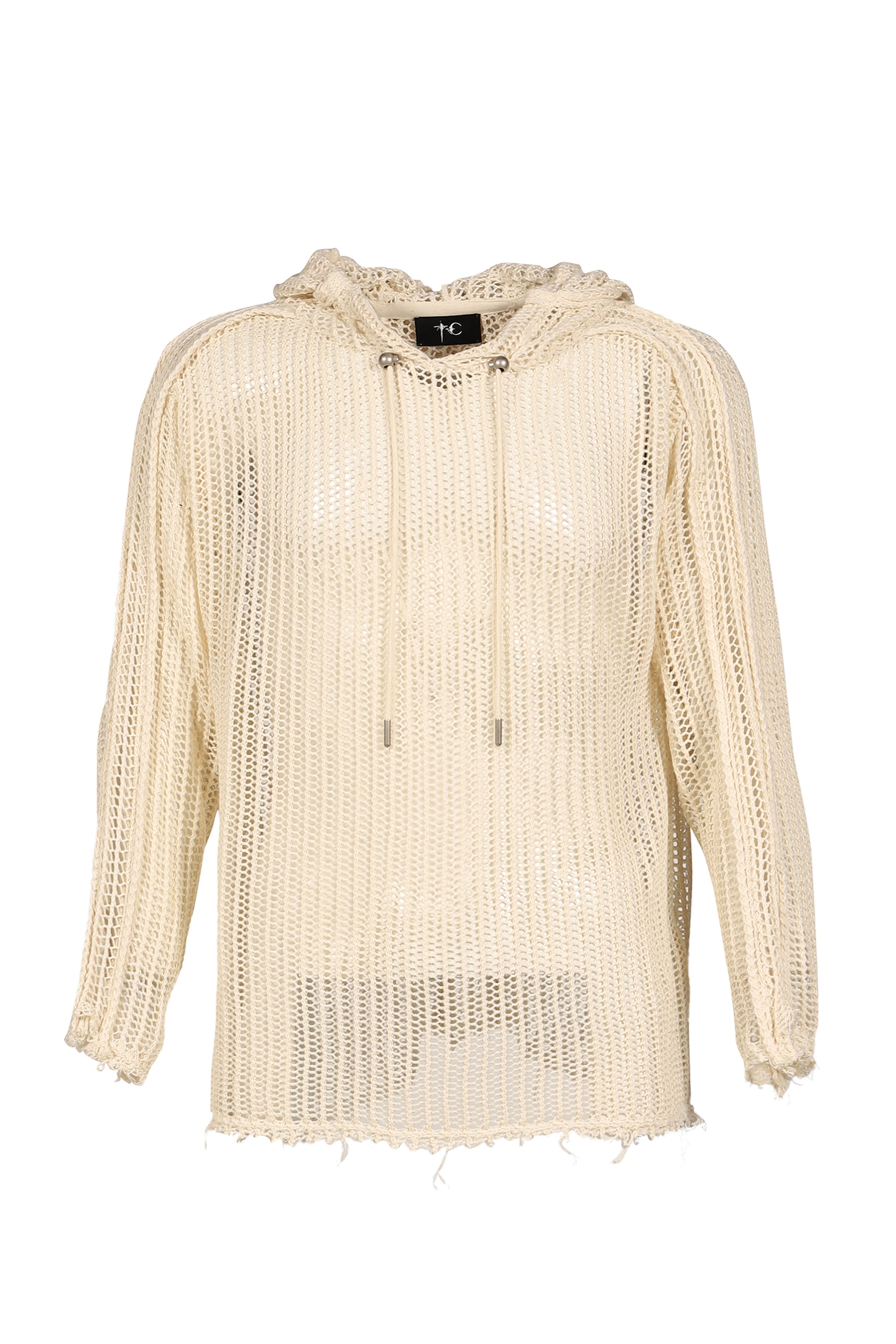 Thug Club SS26 TC LINE MESH KNIT HOODIE / WHT - NUBIAN
