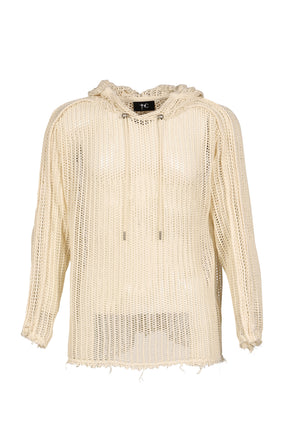 TC LINE MESH KNIT HOODIE / WHT