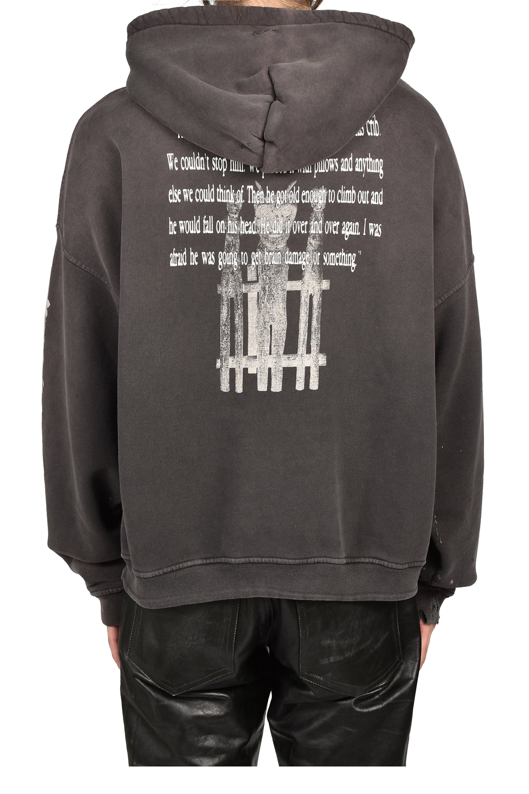HEAD AGAINST THE BARS HOODIE / WASHED BLK