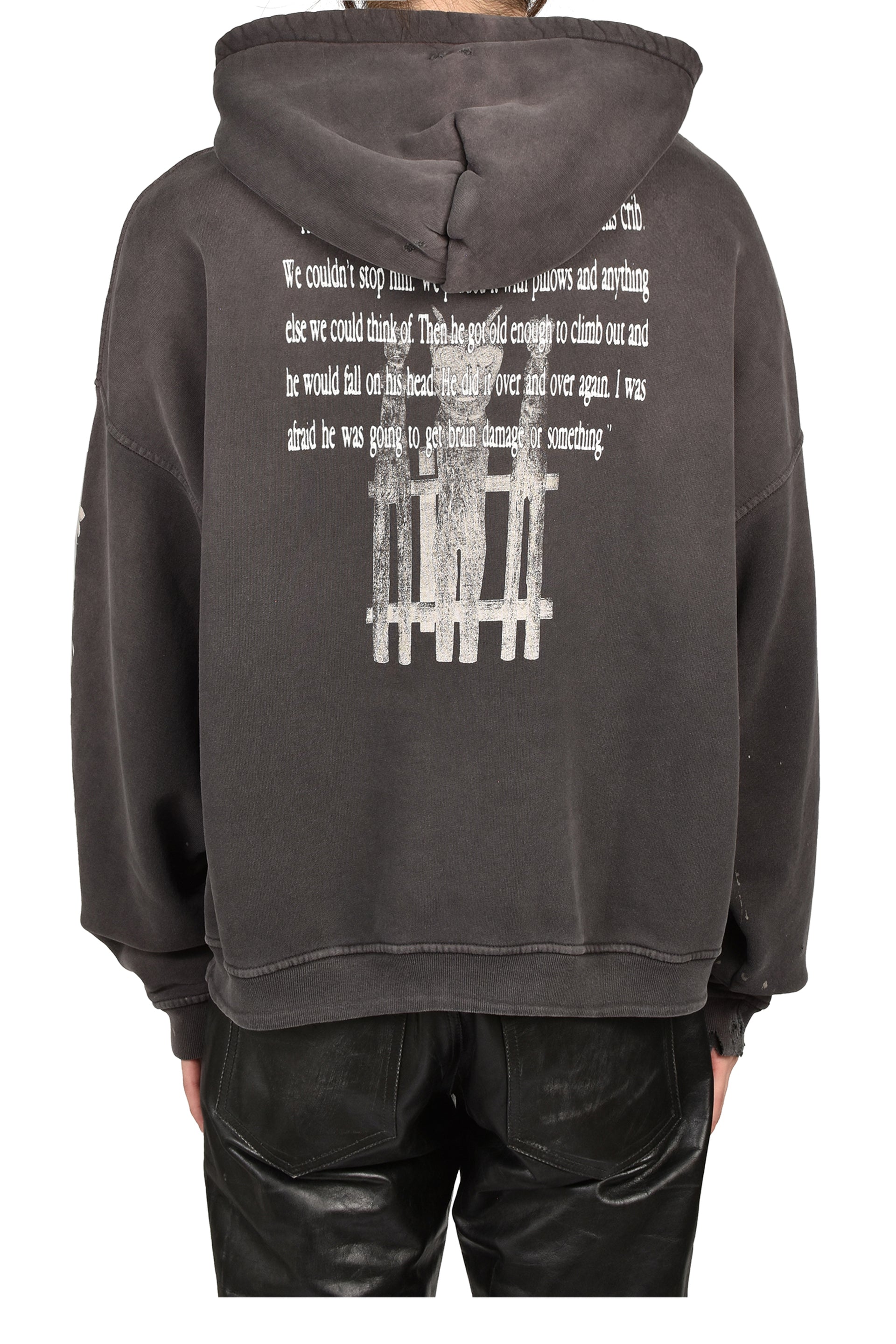 HEAD AGAINST THE BARS HOODIE / WASHED BLK