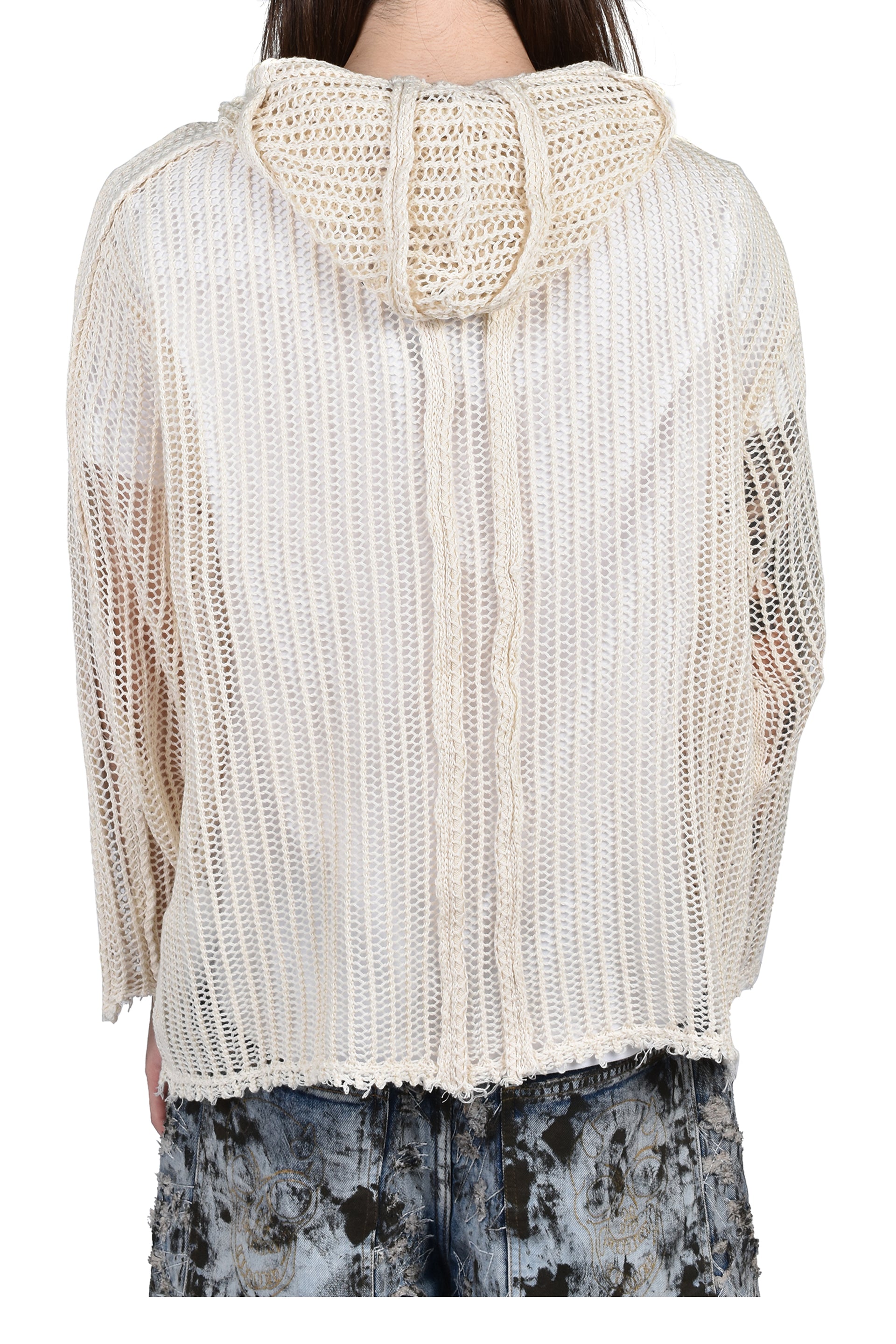 TC LINE MESH KNIT HOODIE / WHT