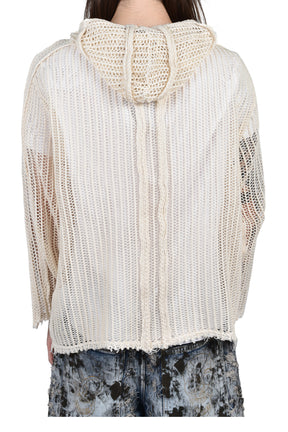 TC LINE MESH KNIT HOODIE / WHT