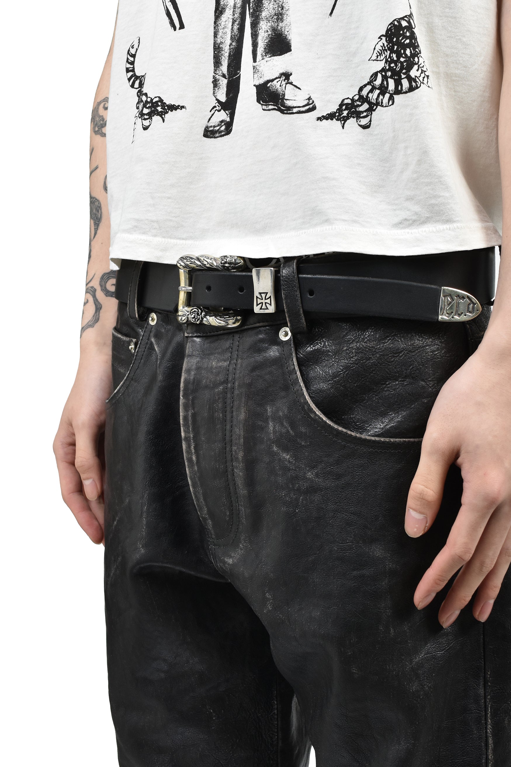 CLASSIC ROSE BUCKLE BELT / BLK
