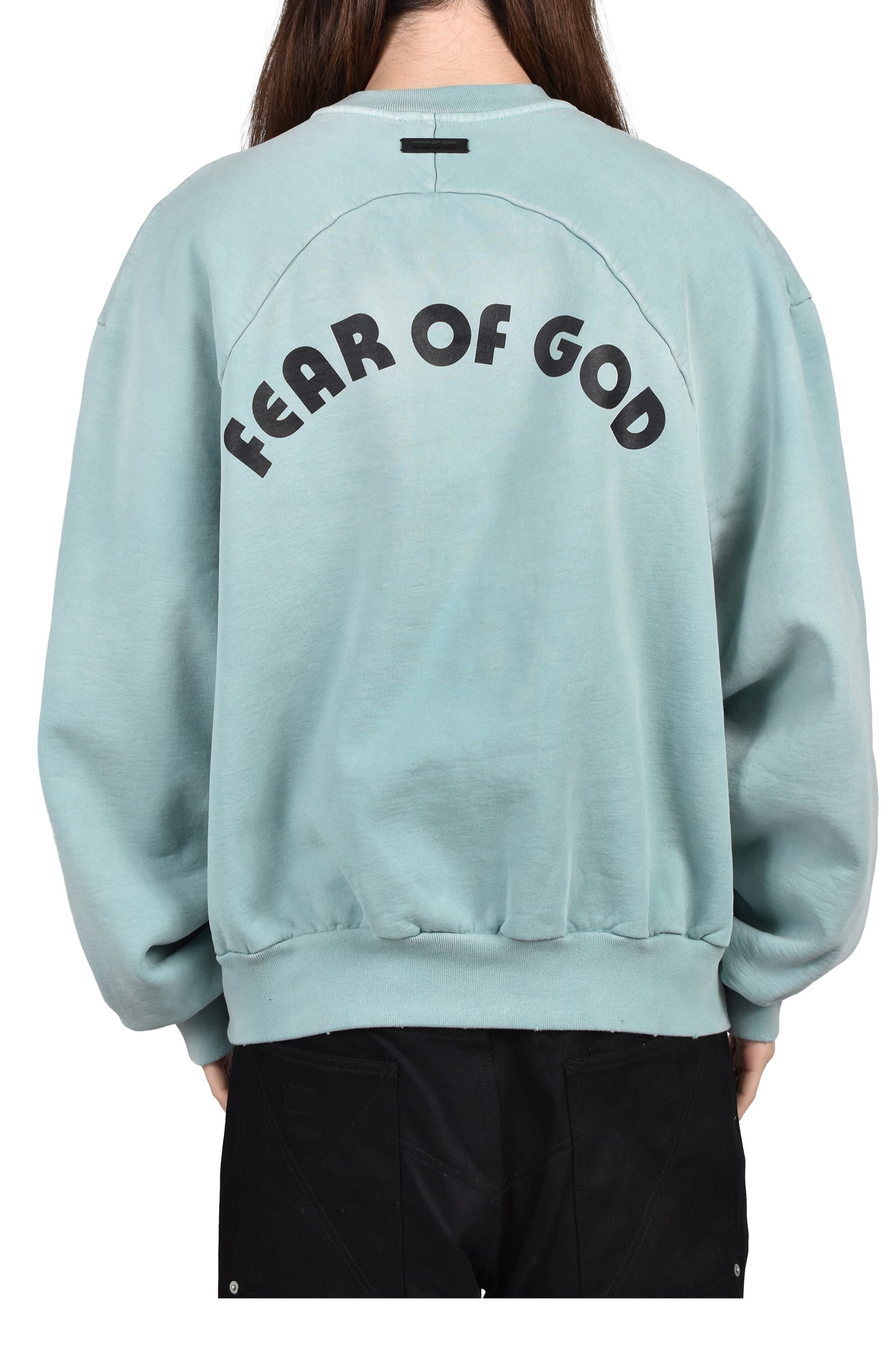 "BASEBALL" CLASSIC FIT HALF RAGLAN SWEATSHIRT / SKY