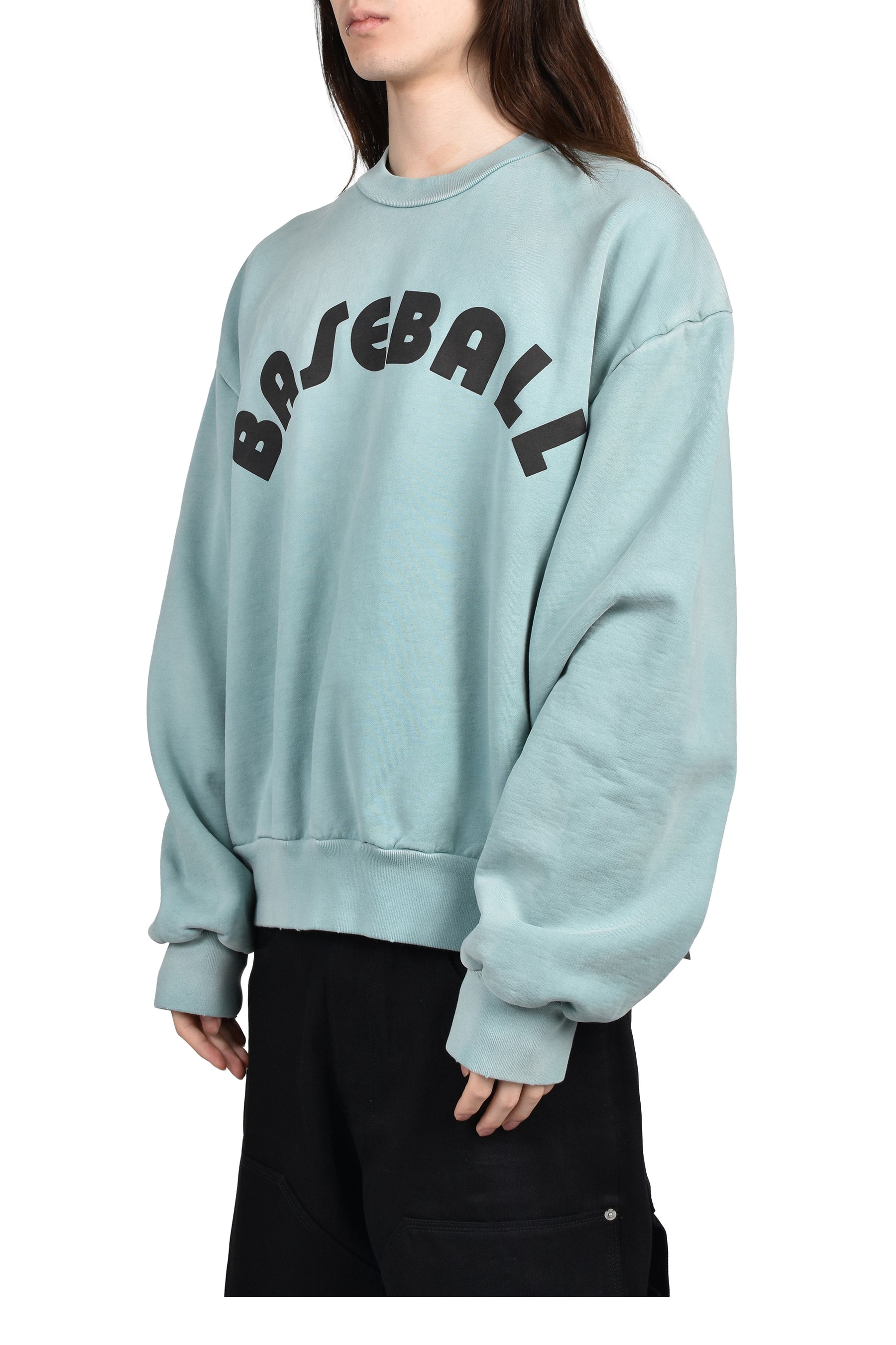 "BASEBALL" CLASSIC FIT HALF RAGLAN SWEATSHIRT / SKY