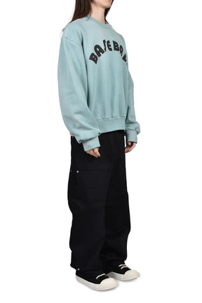 "BASEBALL" CLASSIC FIT HALF RAGLAN SWEATSHIRT / SKY