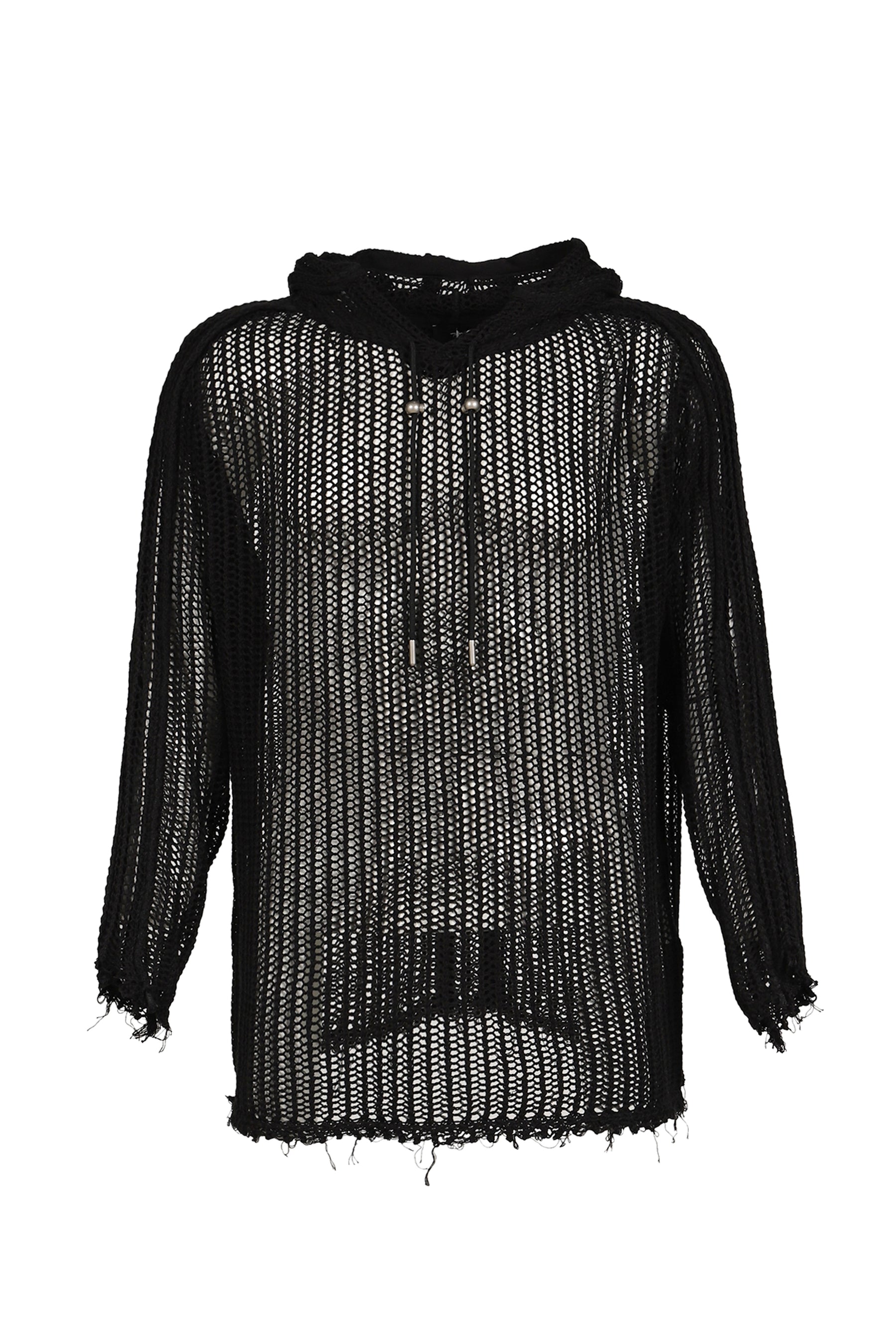 Thug Club サグクラブ SS26 TC LINE MESH KNIT HOODIE / BLK - NUBIAN