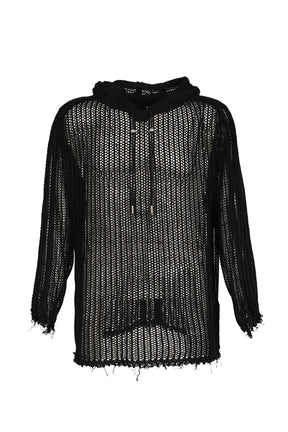 TC LINE MESH KNIT HOODIE / BLK