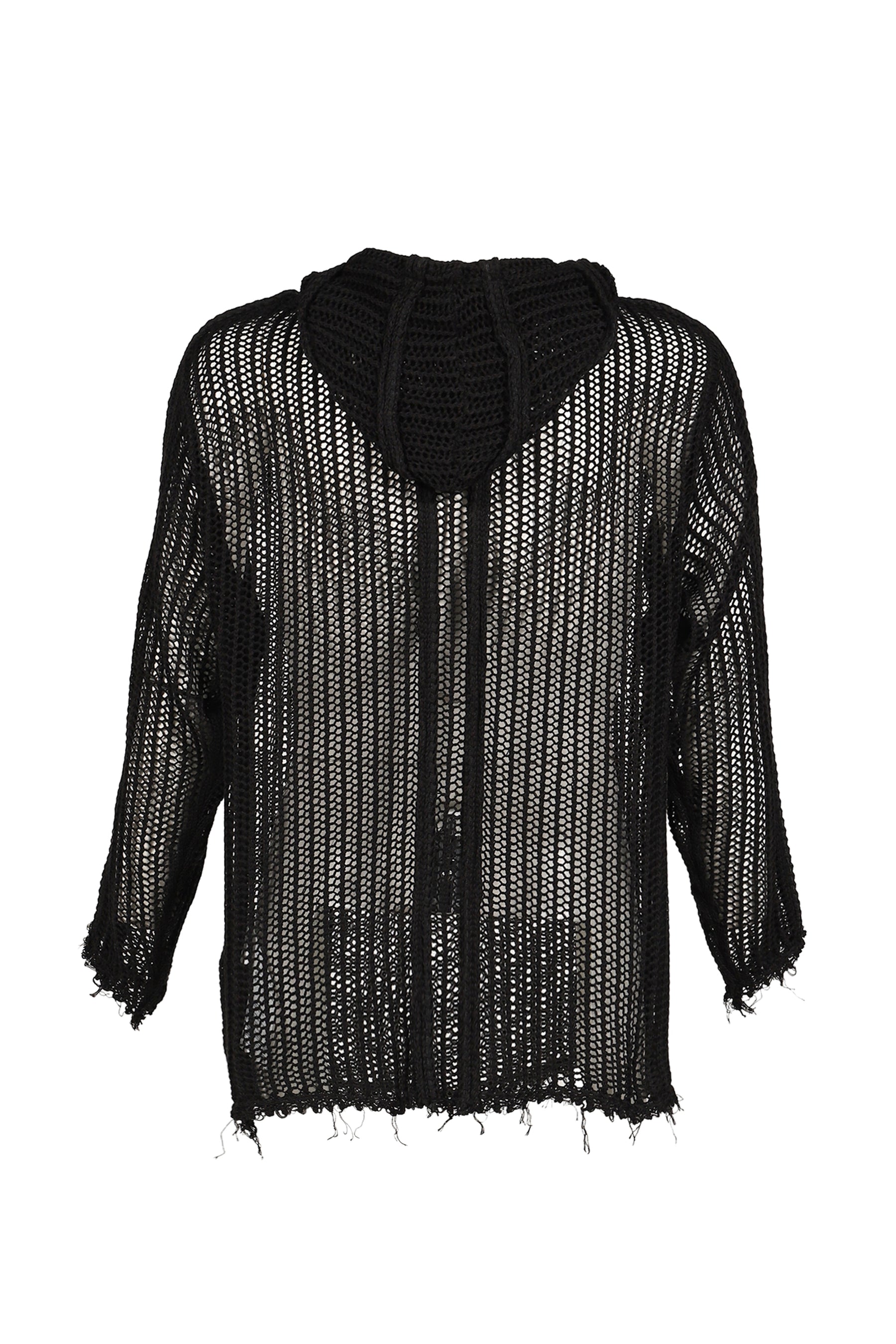 TC LINE MESH KNIT HOODIE / BLK