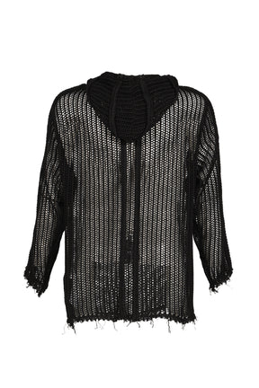 TC LINE MESH KNIT HOODIE / BLK