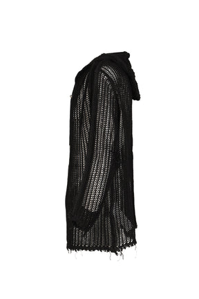 TC LINE MESH KNIT HOODIE / BLK