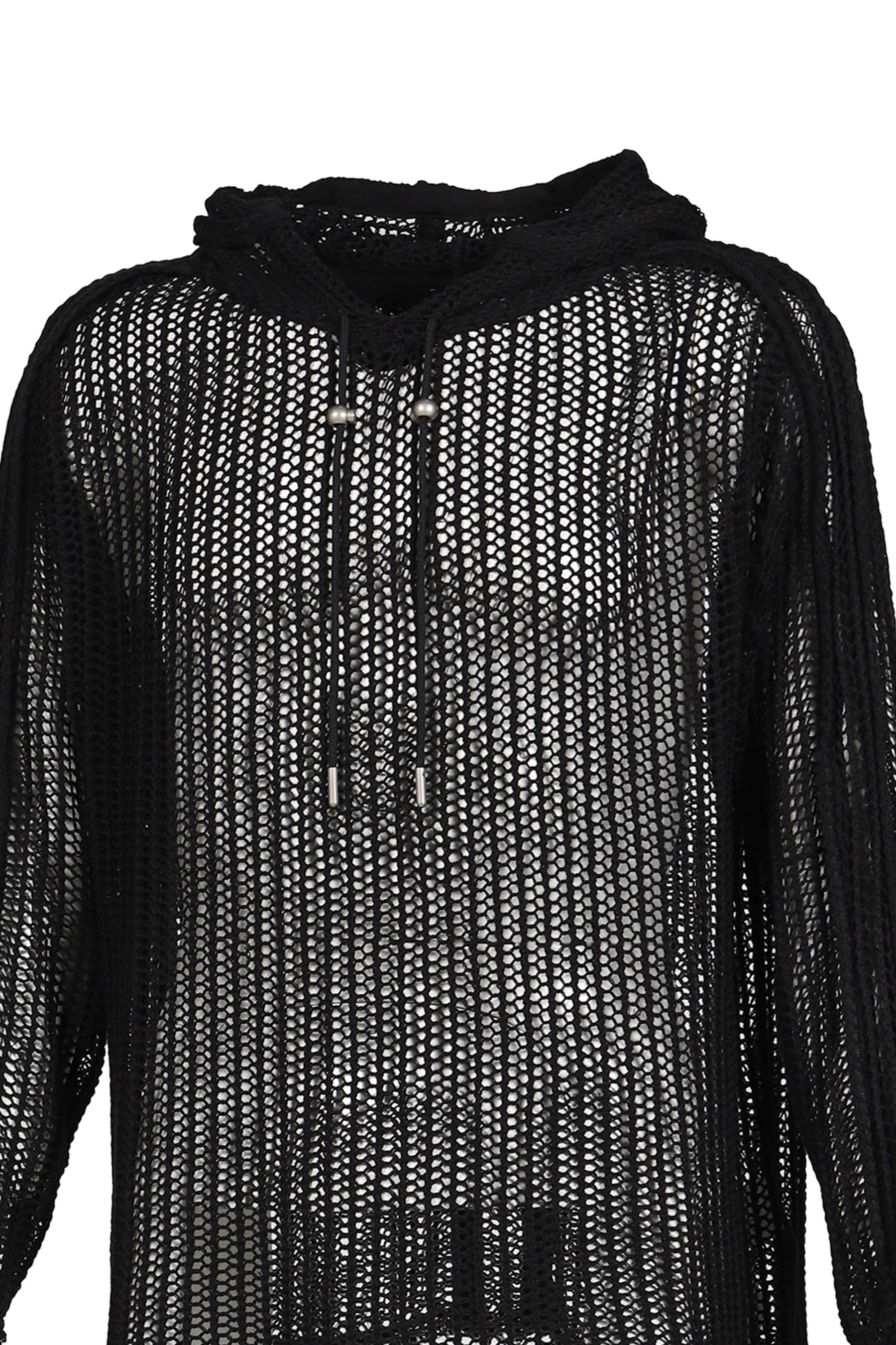 TC LINE MESH KNIT HOODIE / BLK