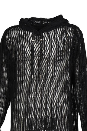 TC LINE MESH KNIT HOODIE / BLK