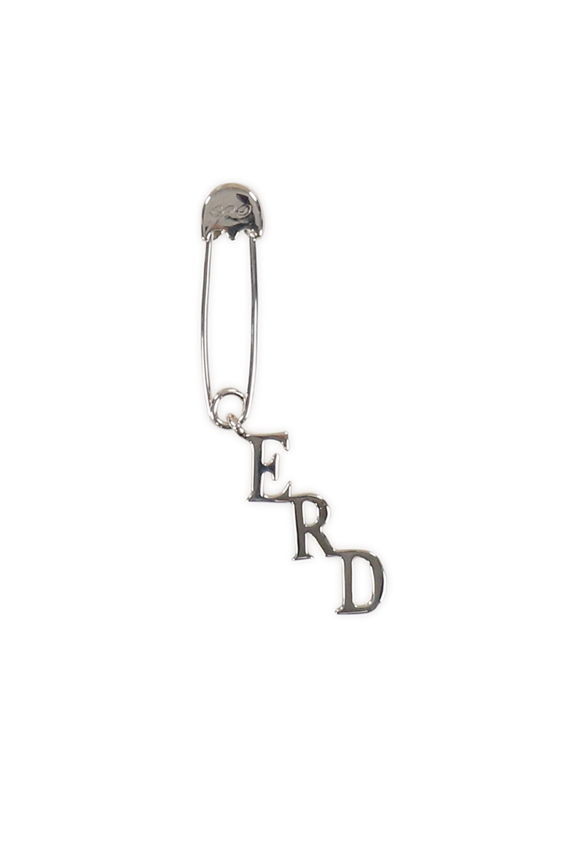 ERD CHARM SAFETY PIN EARRING / SIL