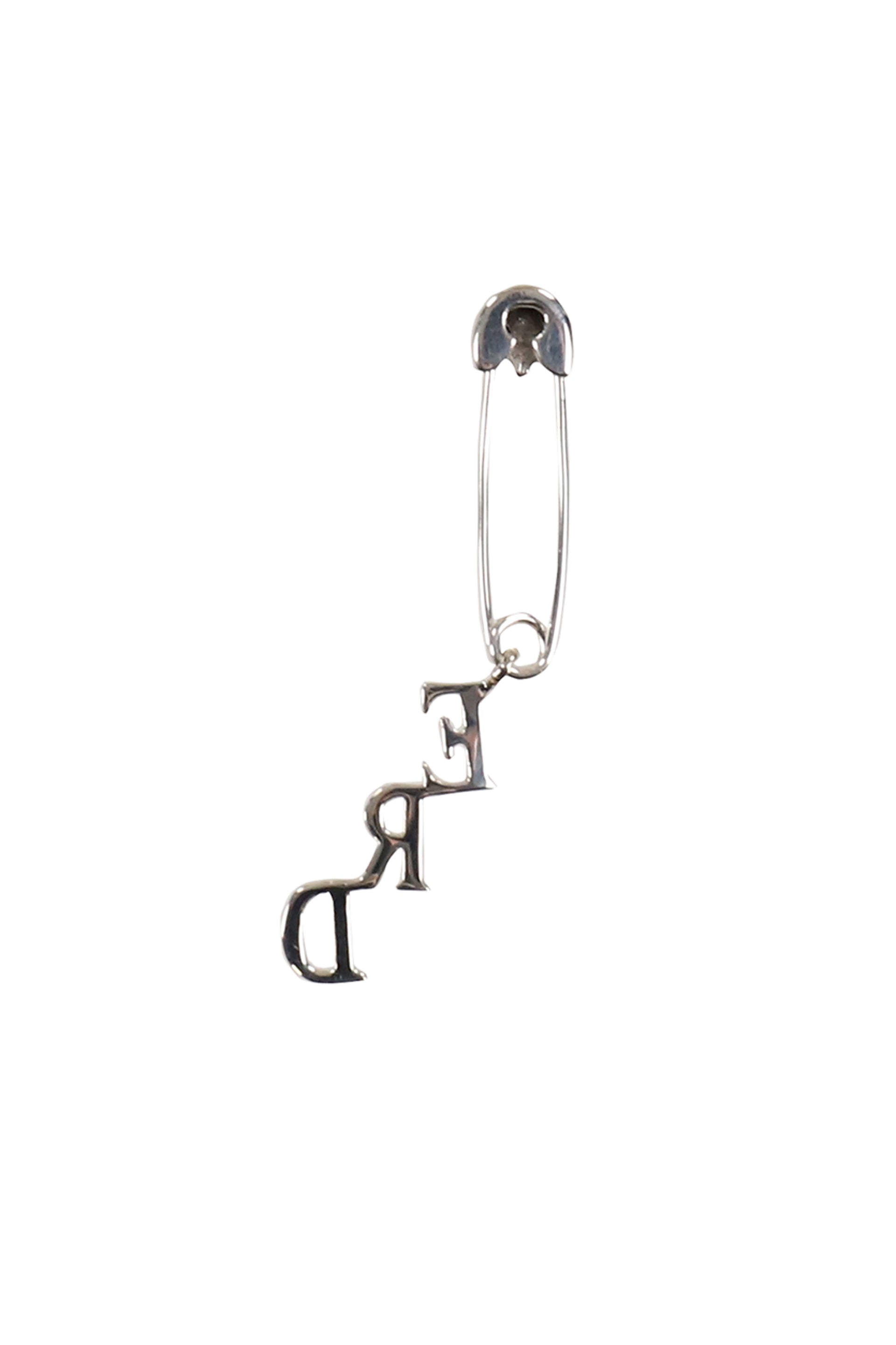 ERD CHARM SAFETY PIN EARRING / SIL