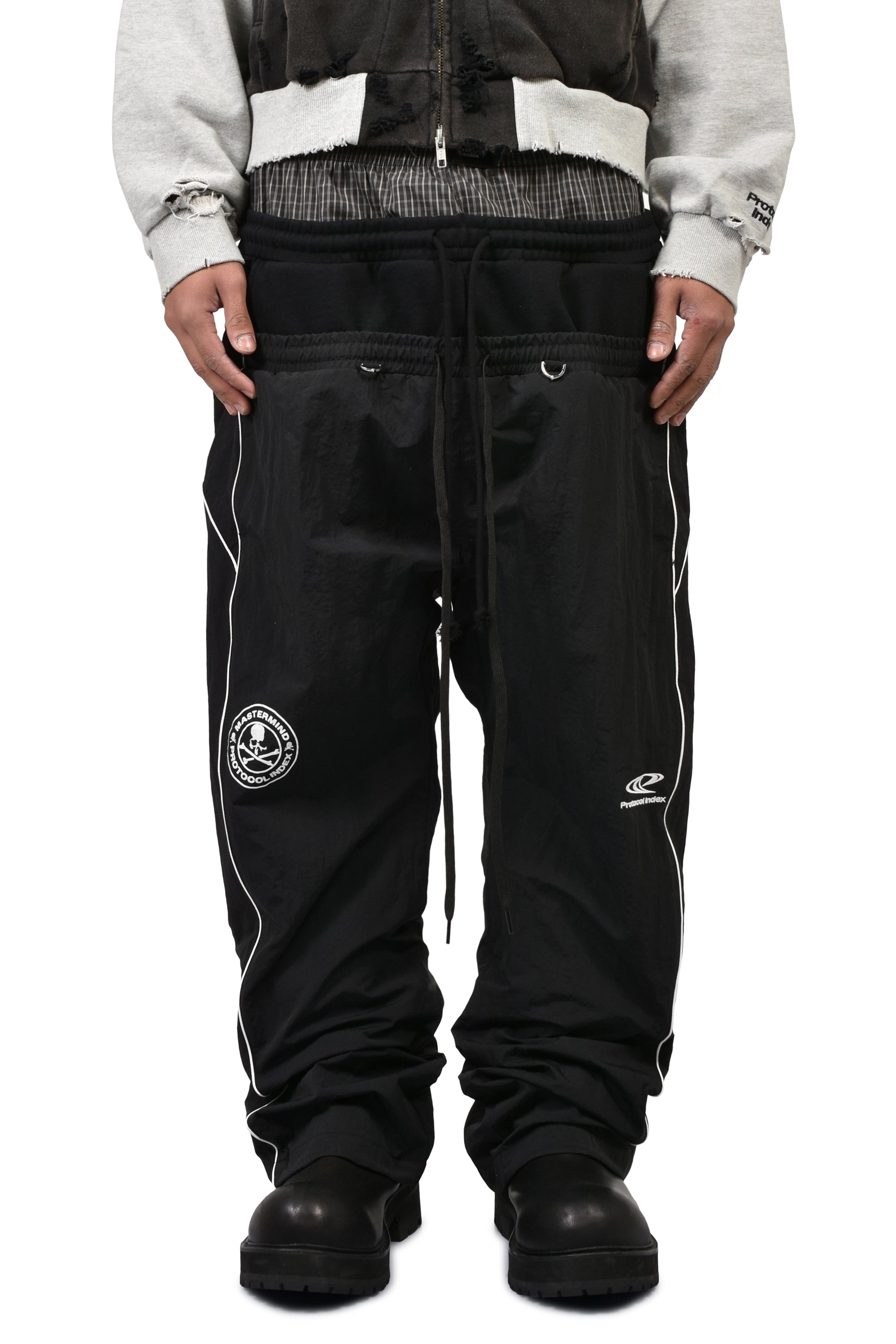 3 LAYERED TRACK PANTS / BLK