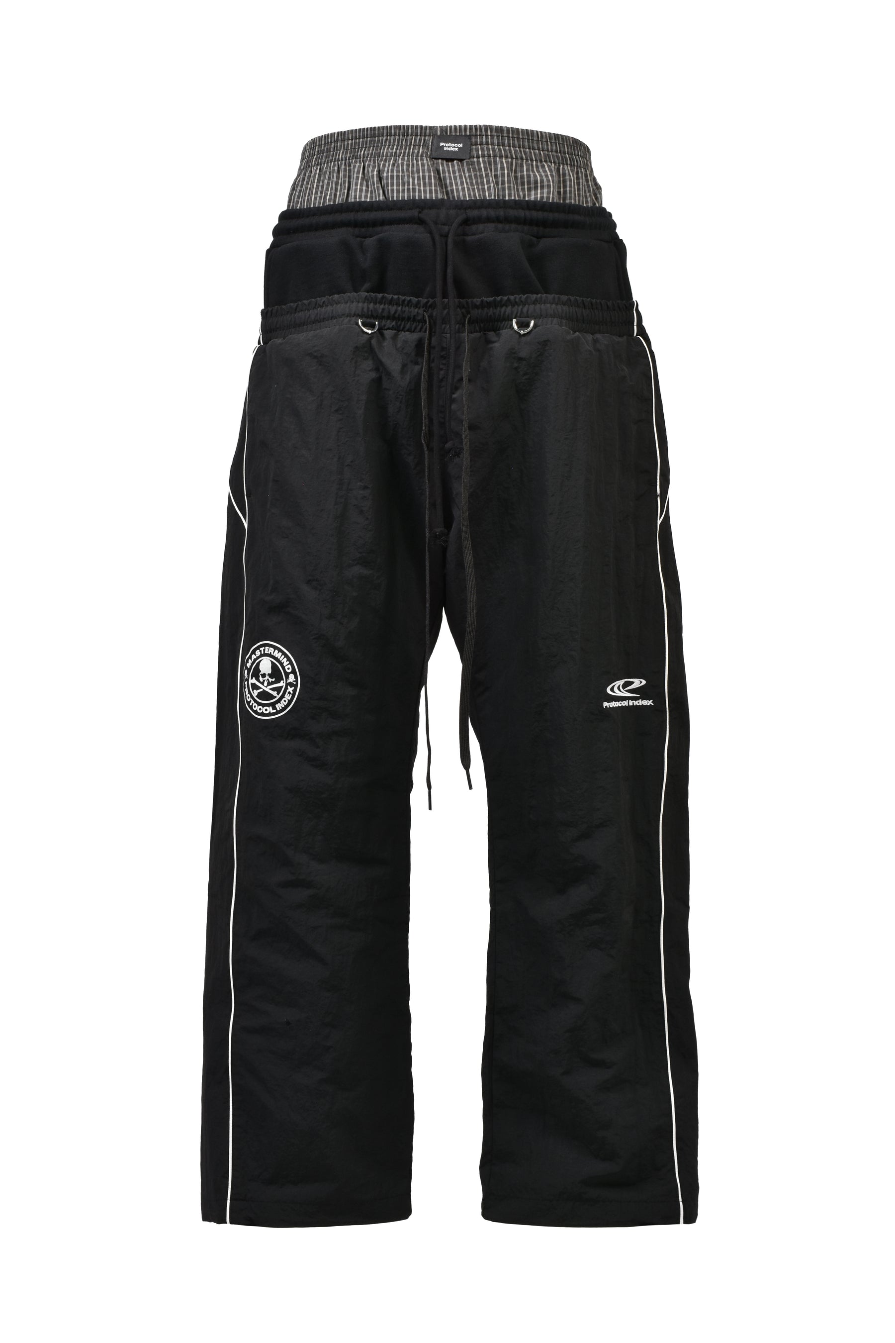 3 LAYERED TRACK PANTS / BLK