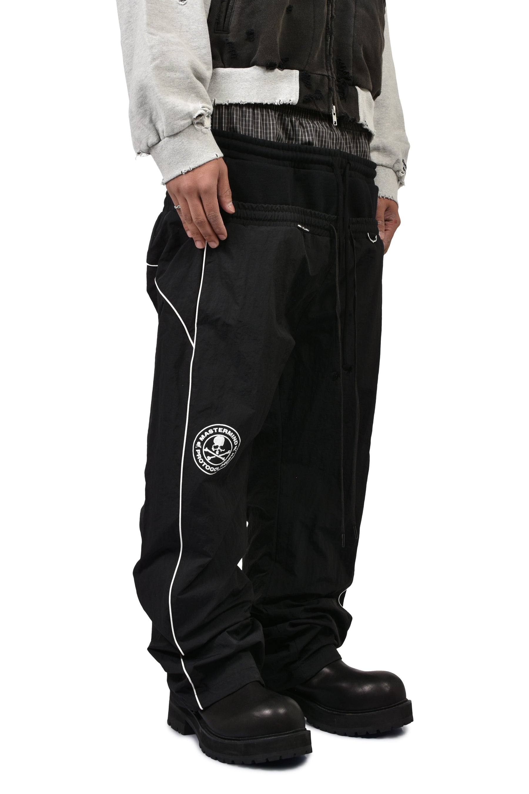 3 LAYERED TRACK PANTS / BLK