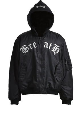 3WAY OLD ENGLISH LOGO BOMBER JACKET / BLK