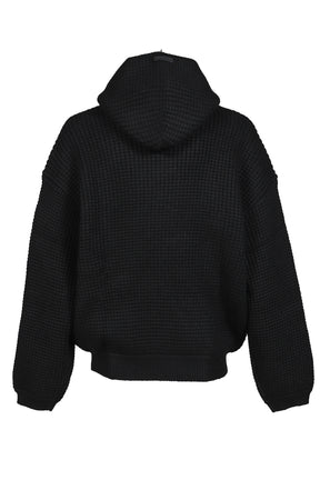 HEAVY WAFFLE 90S HOODIE / VTG BLK