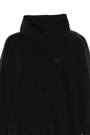 TRACK HOODY - C/PE VELOUR / BLK