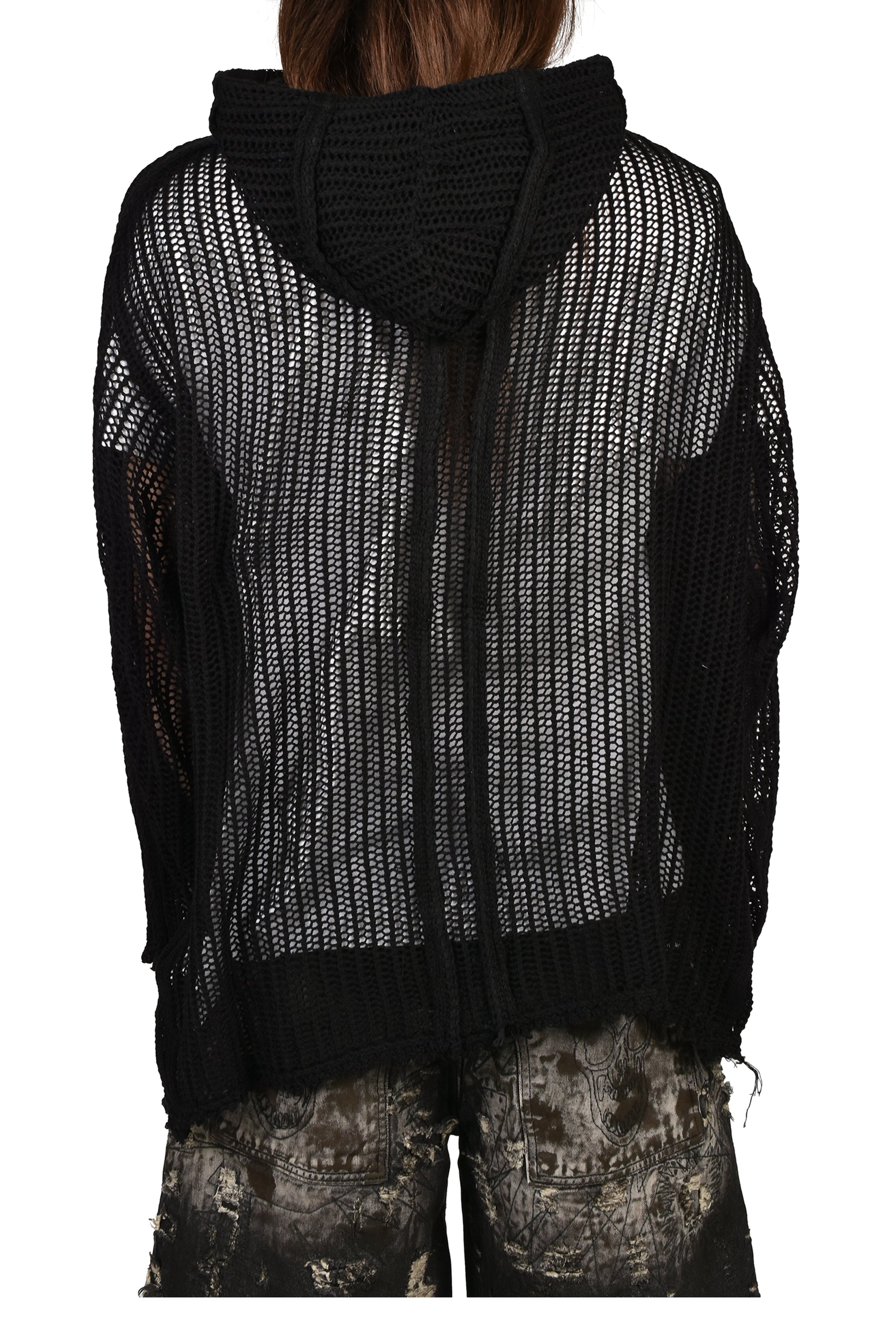 Thug Club サグクラブ SS26 TC LINE MESH KNIT HOODIE / BLK - NUBIAN