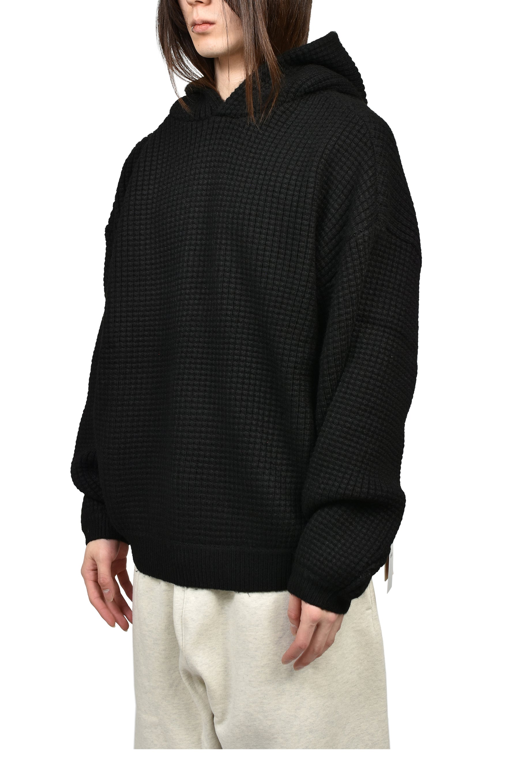 HEAVY WAFFLE 90S HOODIE / VTG BLK