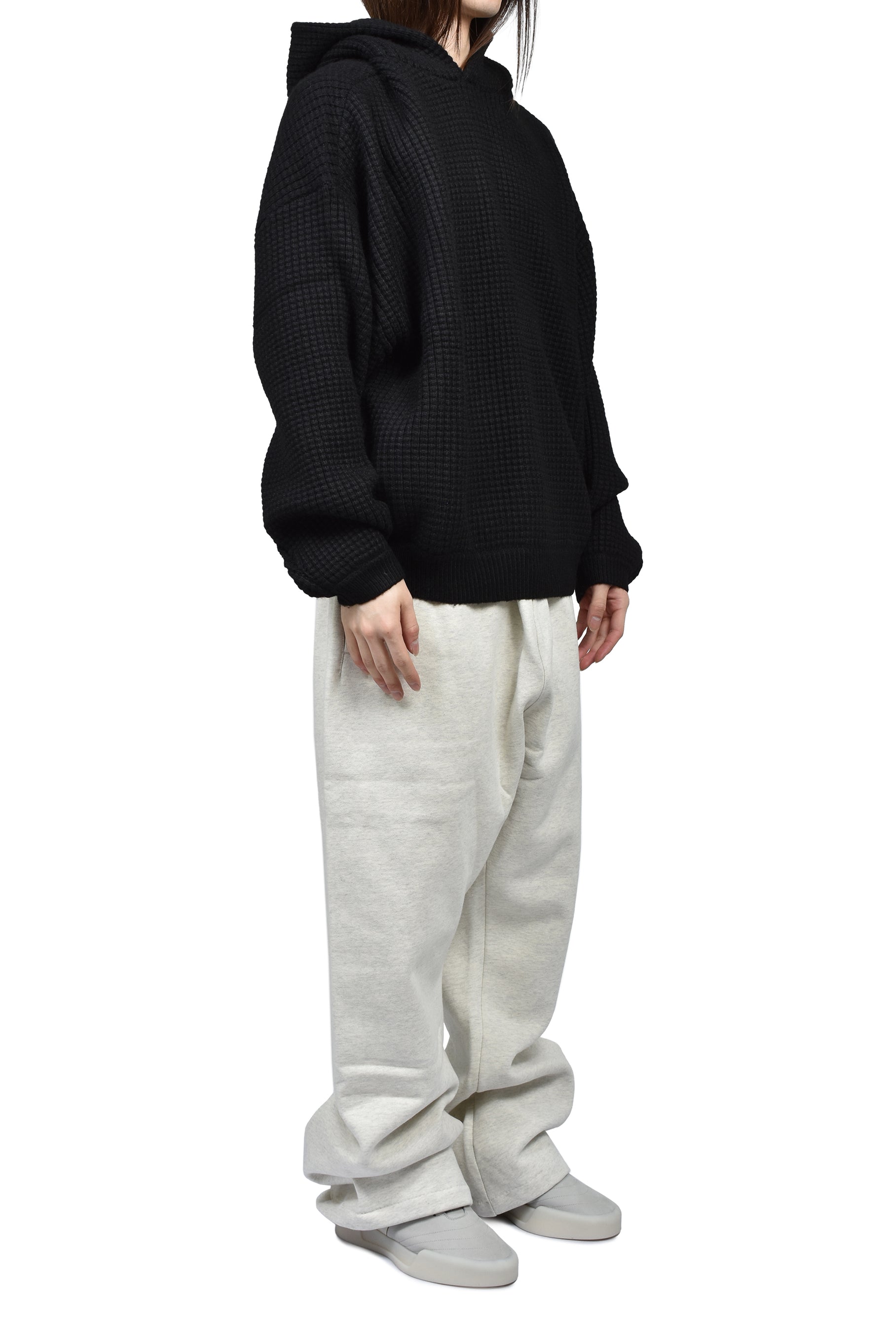 HEAVY WAFFLE 90S HOODIE / VTG BLK