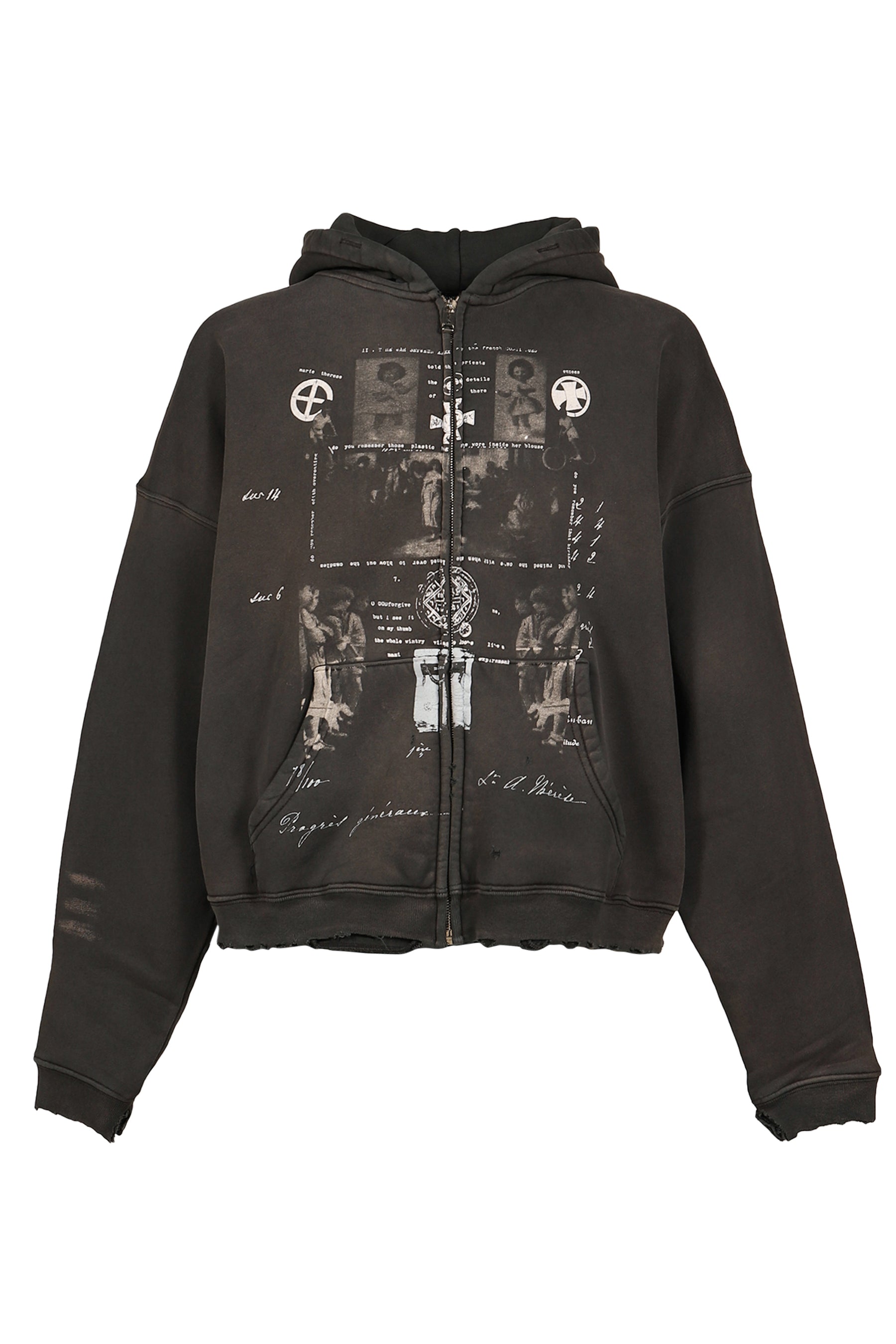 DJAGILEV’S GRAVE ZIP UP HOODIE / WASHED BLK
