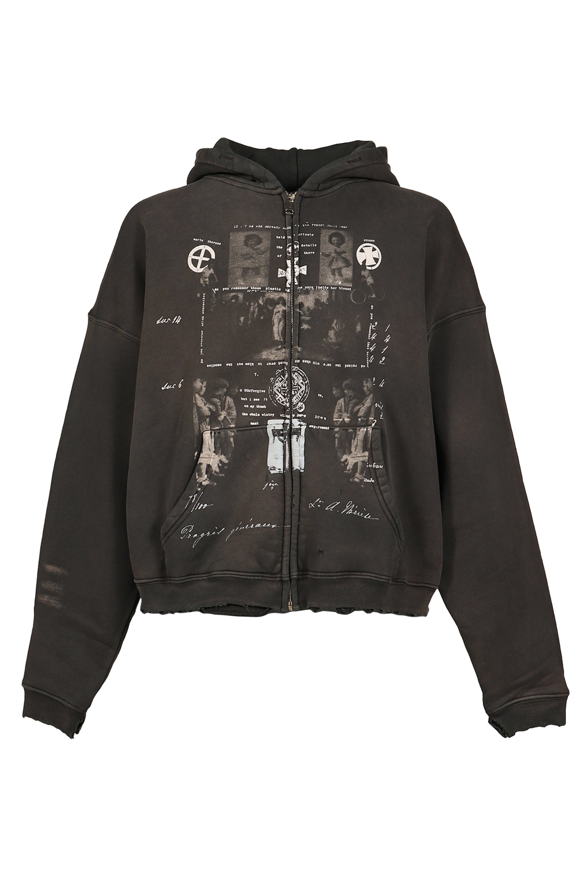 DJAGILEV’S GRAVE ZIP UP HOODIE / WASHED BLK