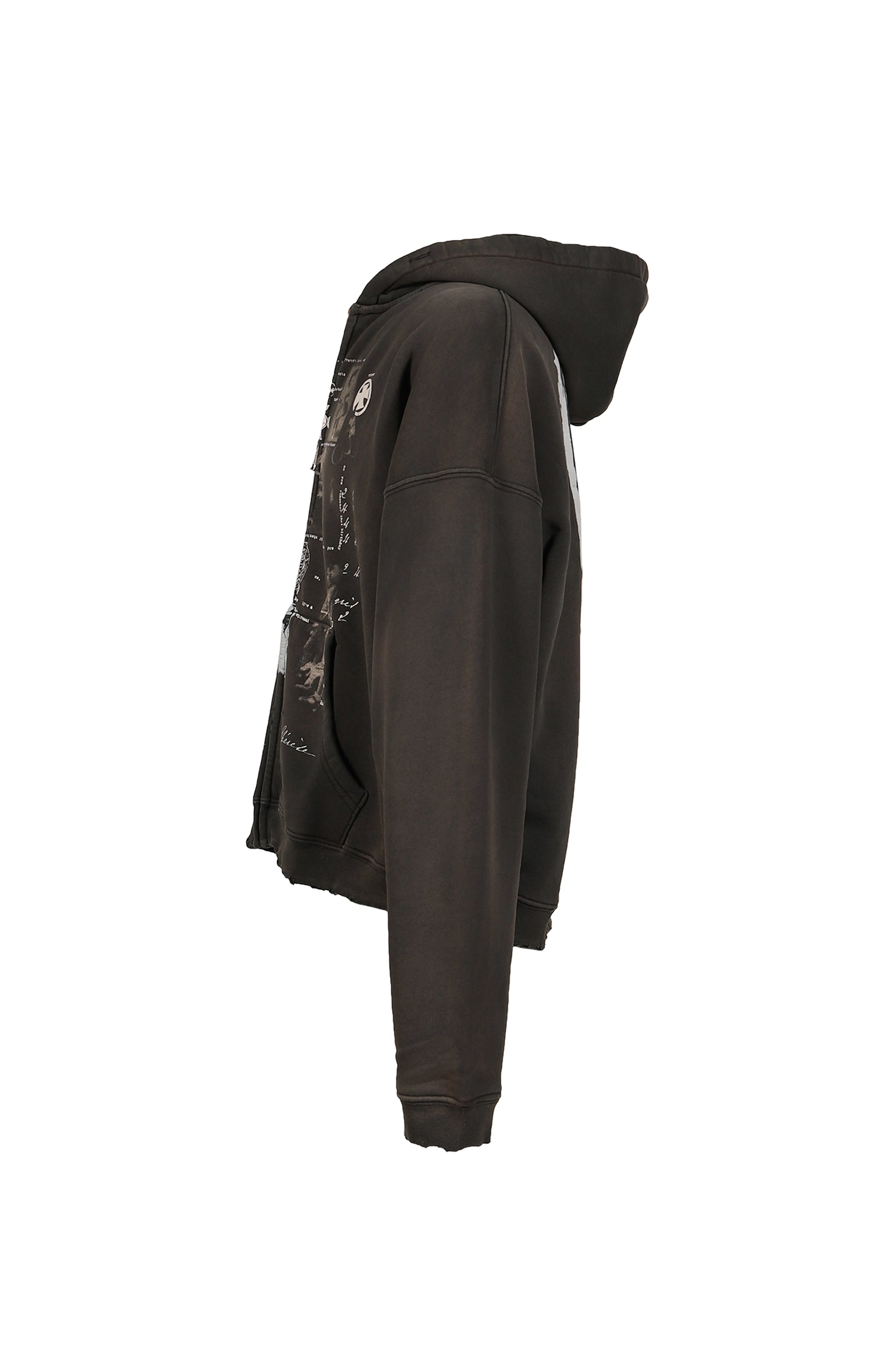 DJAGILEV’S GRAVE ZIP UP HOODIE / WASHED BLK