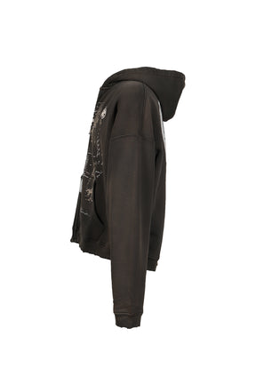 DJAGILEV’S GRAVE ZIP UP HOODIE / WASHED BLK