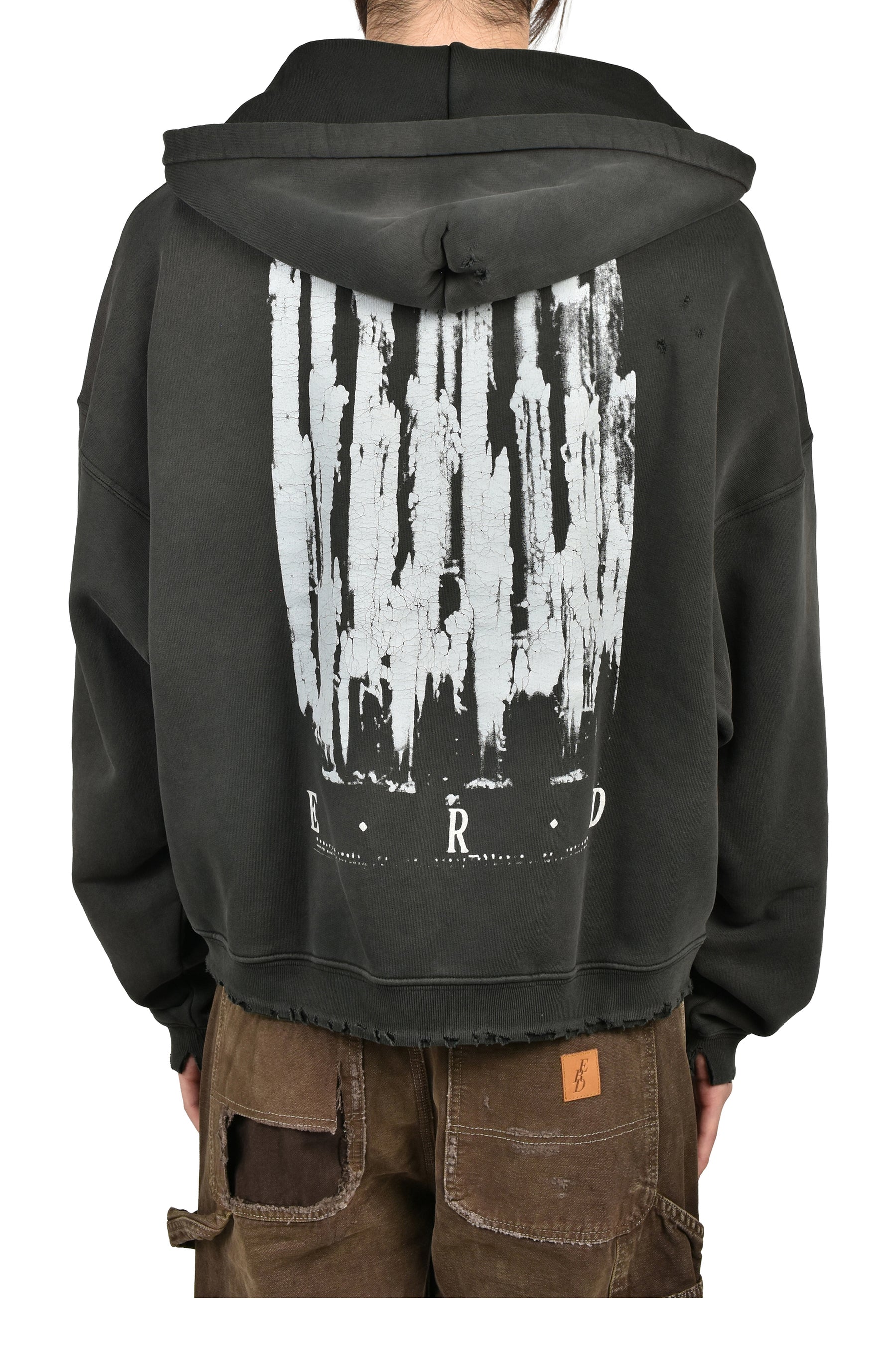 DJAGILEV'S GRAVE ZIP UP HOODIE / WASHED BLK