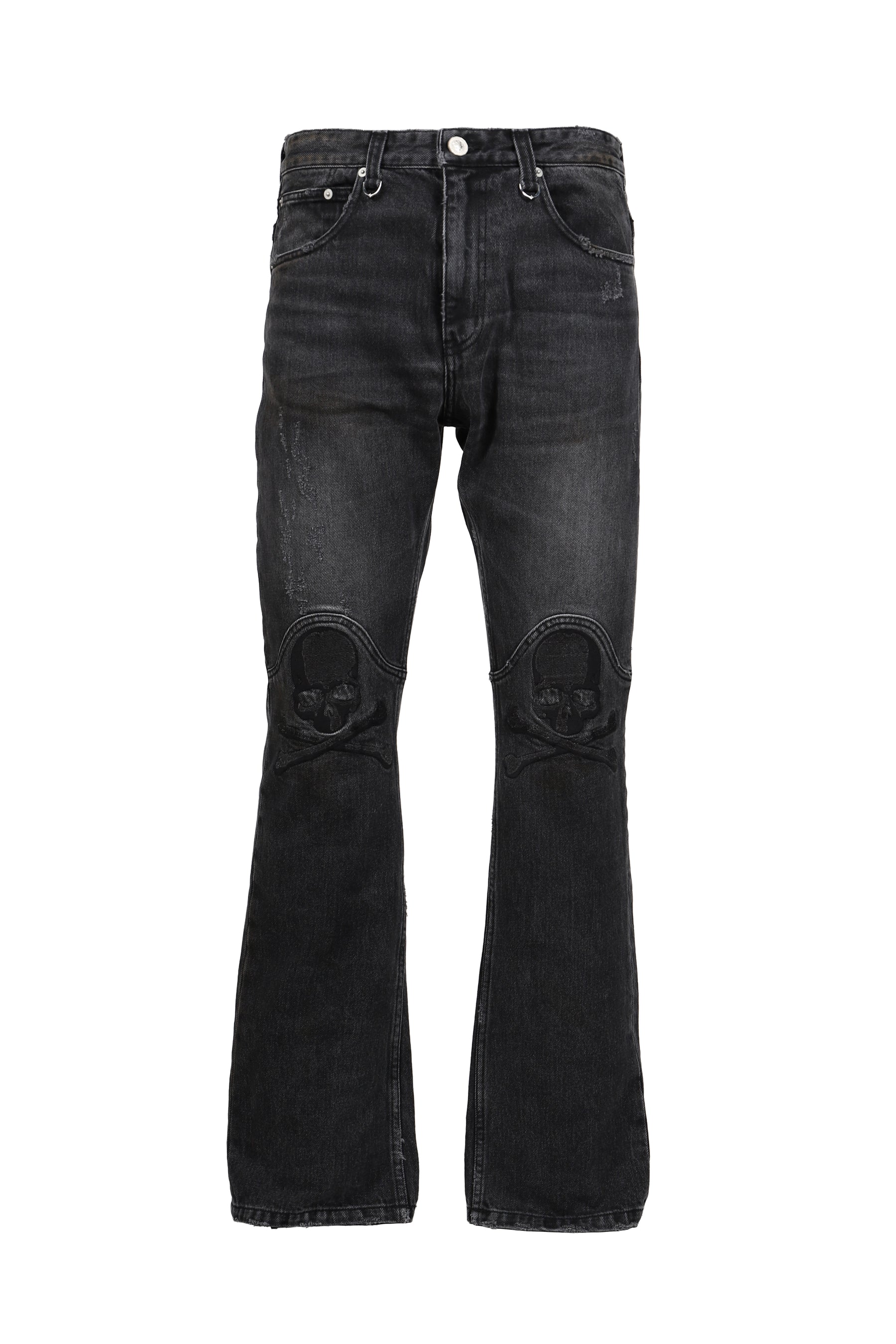 EMBROIDERED BOOT CUT JEANS / BLK